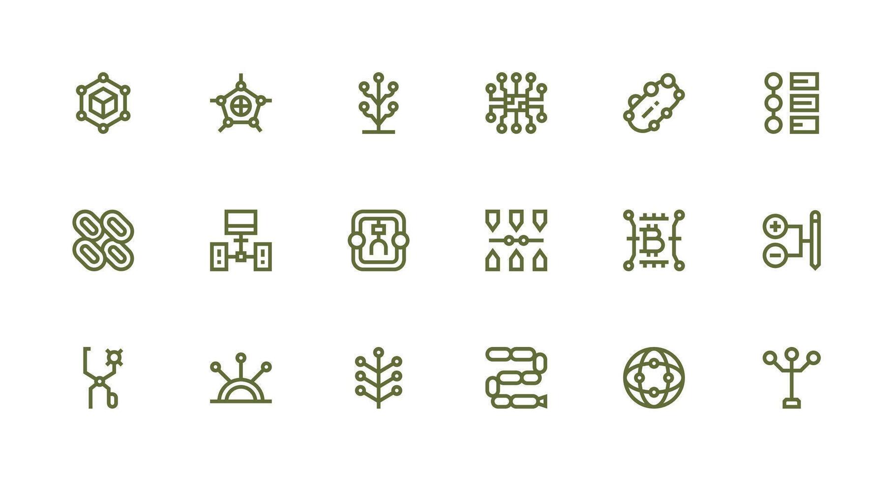 18 Strong Stroke Line Icons for Node Graphics Flexible Icon System for Web Interfaces vector