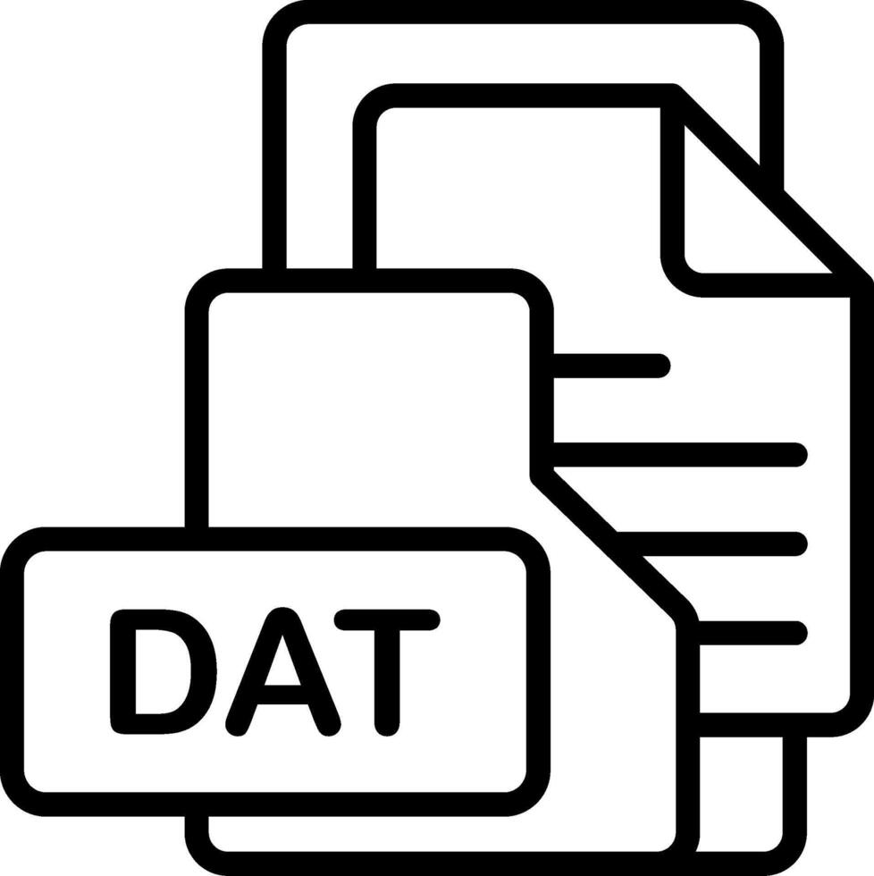 DAT File Format Folder Icon Outline Style Design vector