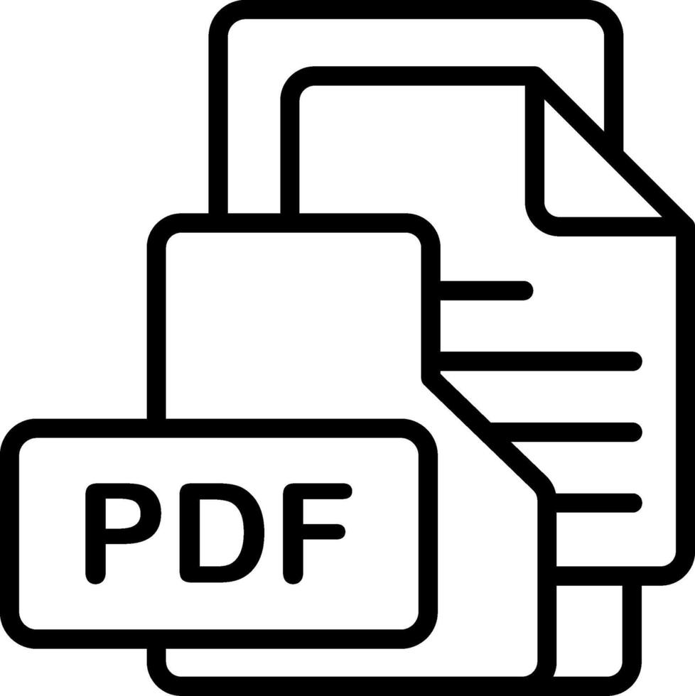 PDF File Format Folder Icon Outline Style Design vector