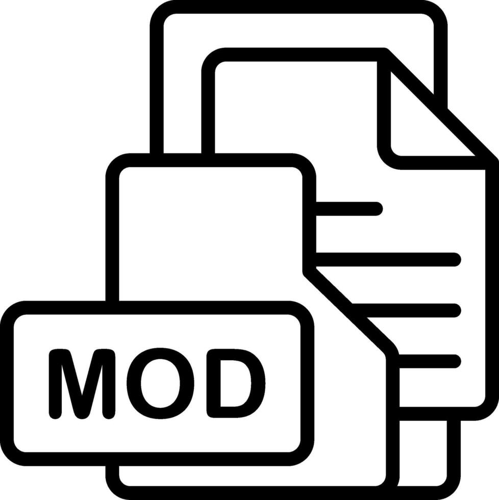 MOD File Format Folder Icon Outline Style Design vector