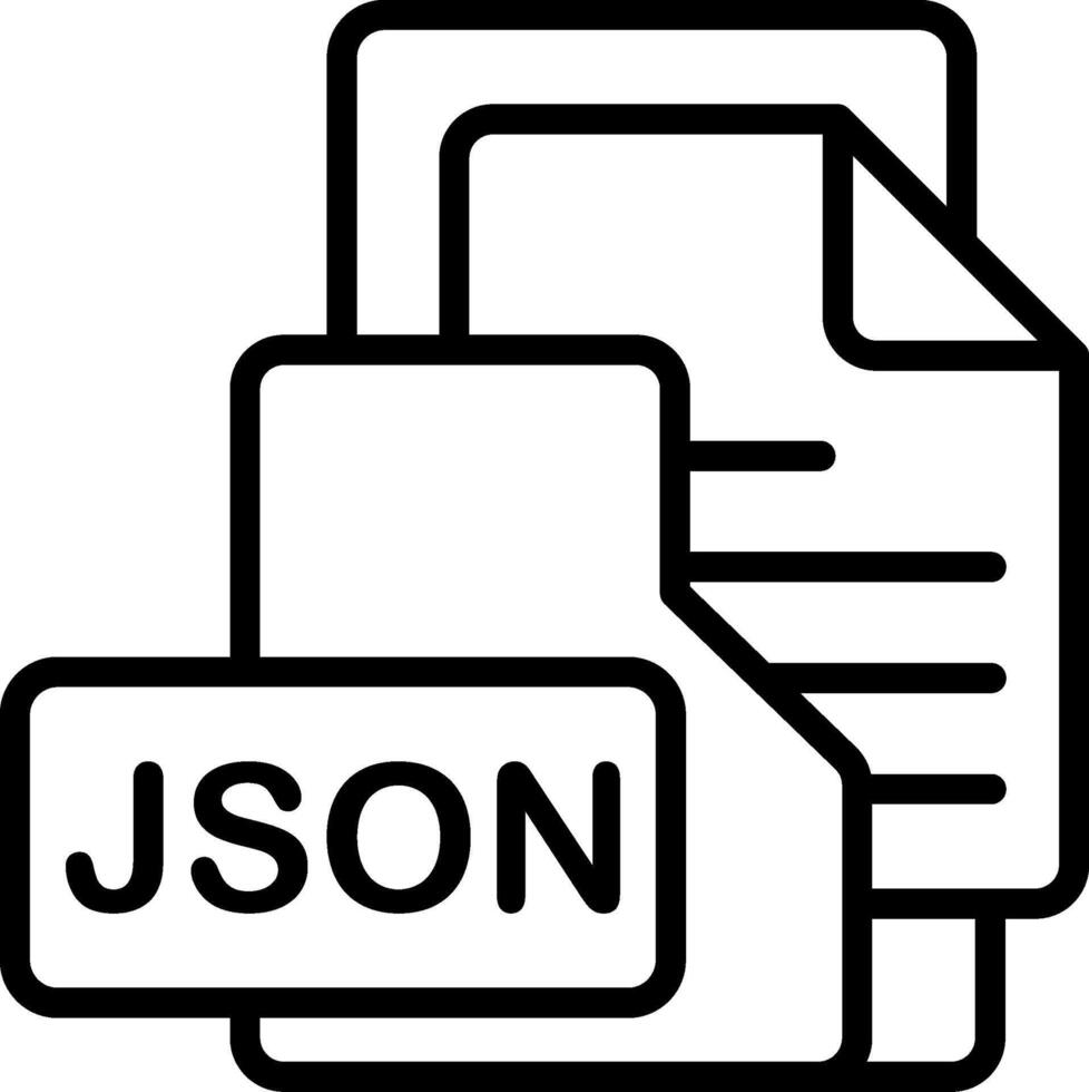 JSON File Format Folder Icon Outline Style Design vector