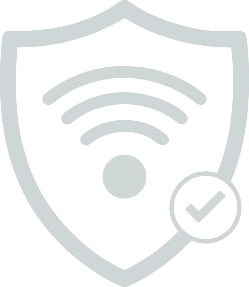 Shield with wifi symbol and check mark representing secure wireless internet connection technology and protection concept vector
