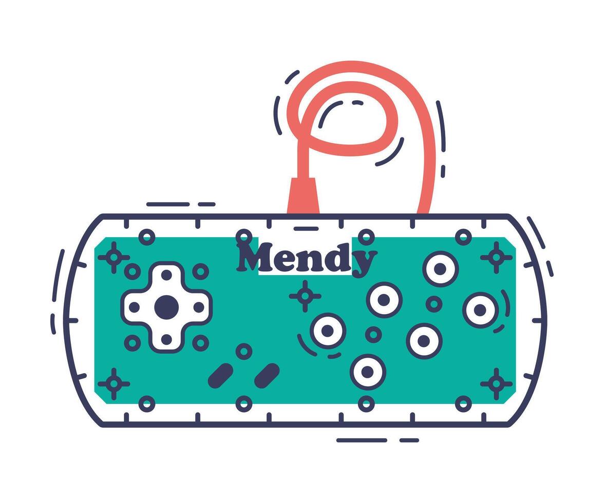 Game Console with Buttons, Game Controller Accessory Device Hand Drawn Illustration vector