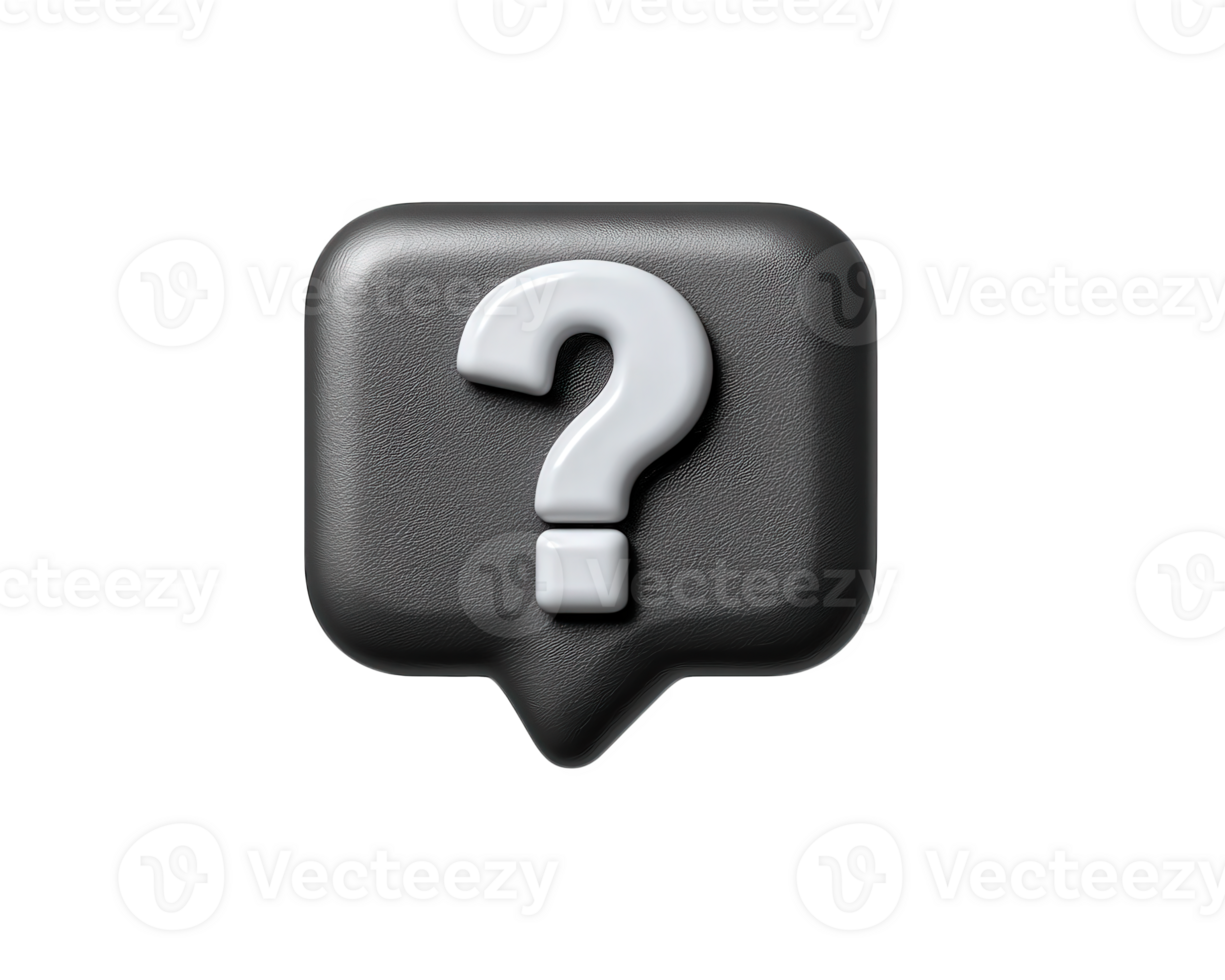 Question mark bubble speech icon symbol 3d gray communication curiosity help 3d gray speech bubble with white question mark symbol representing curiosity communication and help isolated png