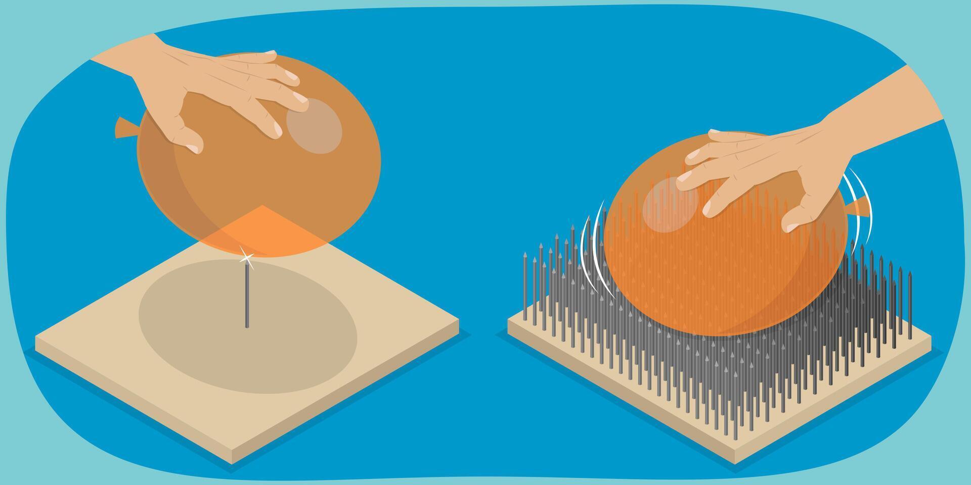 Balloon experiment on sharp and spiked surfaces vector