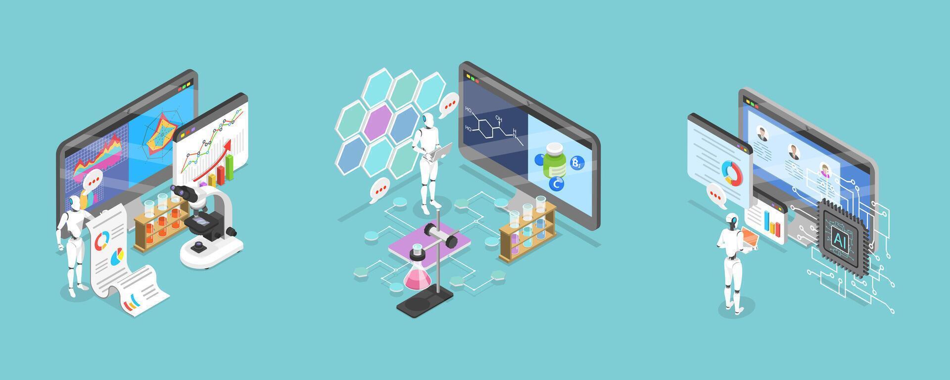 Data analysis and visualization technologies illustration vector