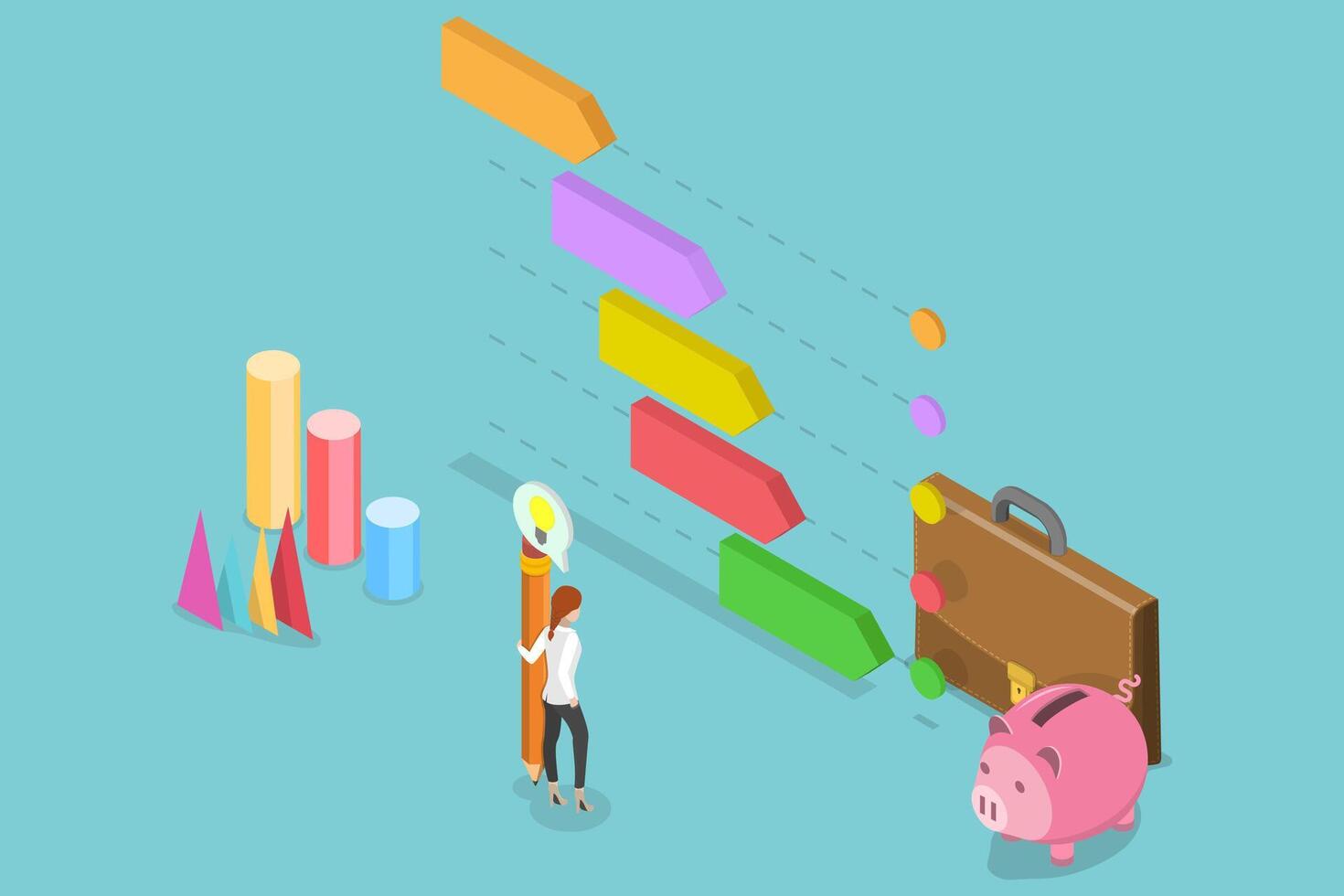 Data analysis and budgeting illustration vector