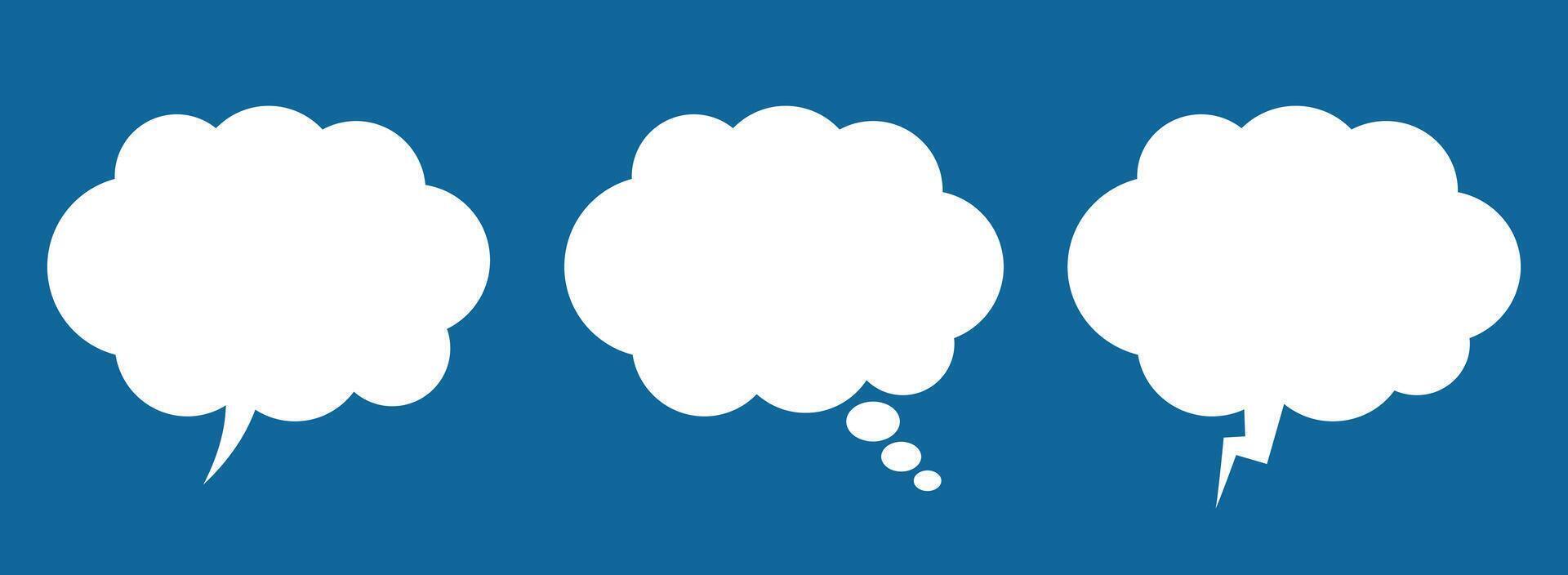 Speech or think bubble, empty communication cloud. Thought cloud. Think bubble set. vector