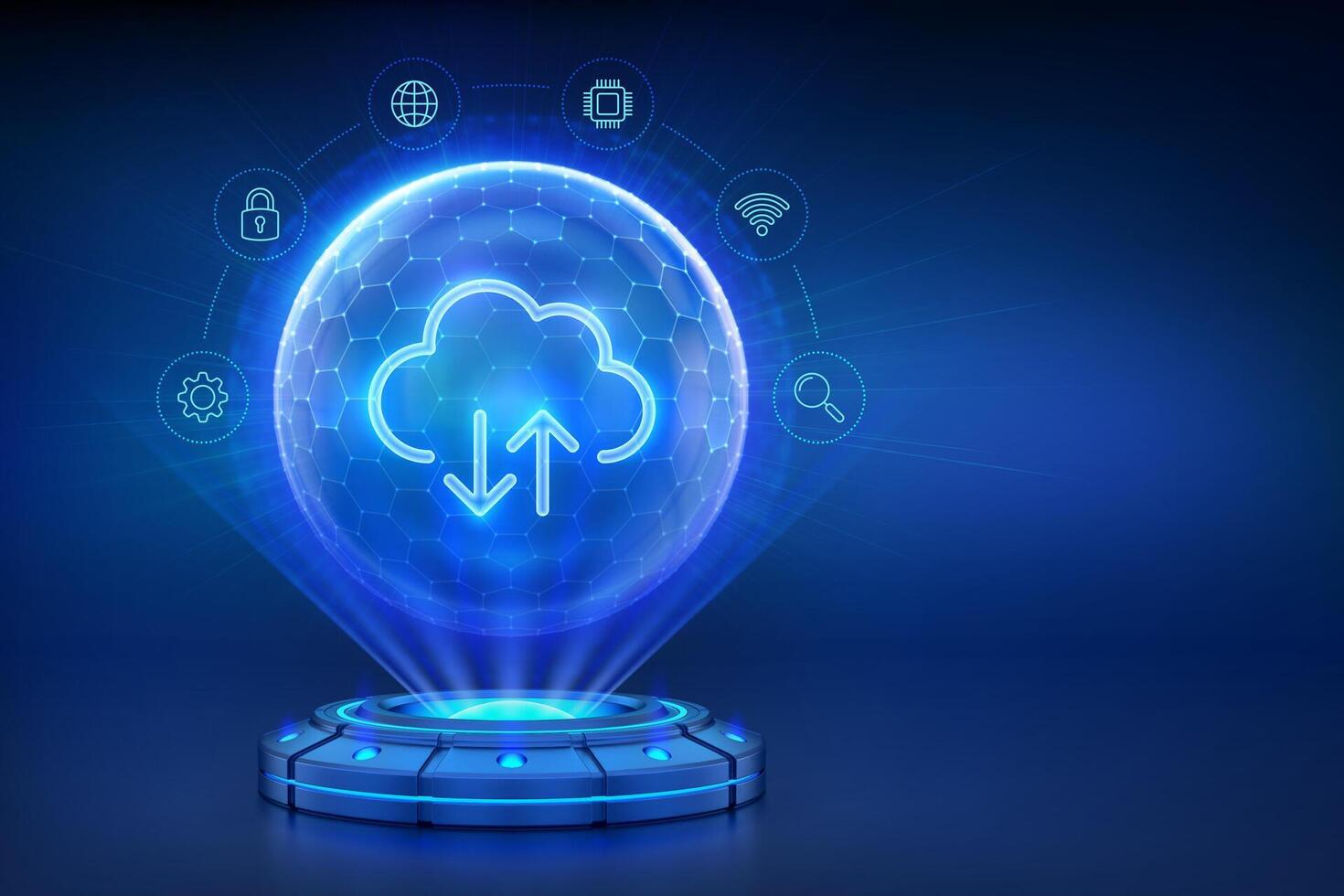 Cloud storage data transfer illustration vector