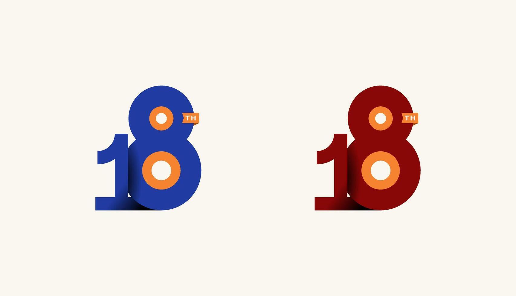 Minimalist Stripes Design Number 18th, 18th Happy Anniversary with Simplicity, Geometric and Modern. vector