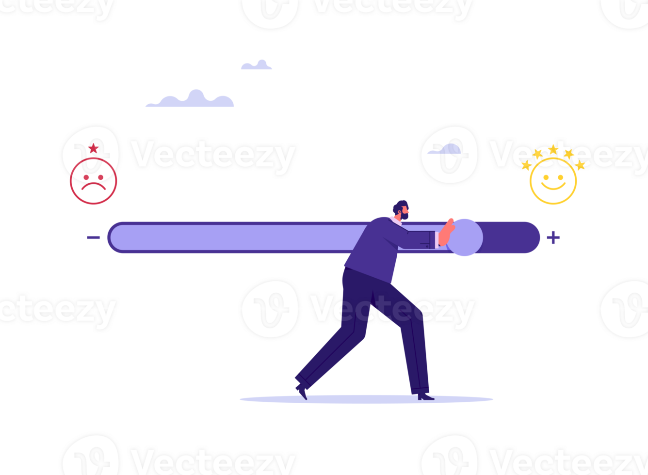 Customer satisfaction or feedback concept, customer touching loading bar for rating feedback scale, loading giving smile emoticon, service rating, feedback png