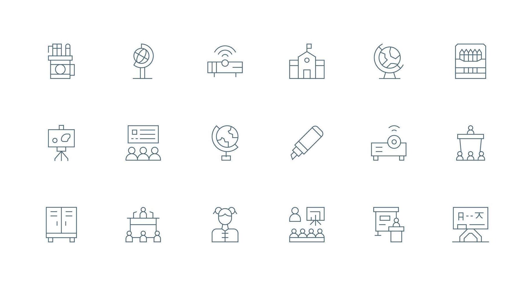 Minimal Line Icons from Classroom Set with 18 Vectors Icon Pack for Various Themes