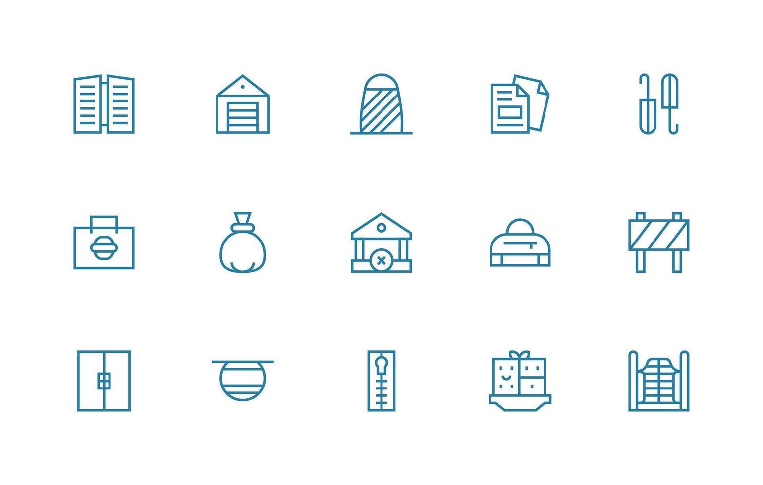15 Regular Line Icons for Closed Graphics Reliable Icons for All Interfaces vector