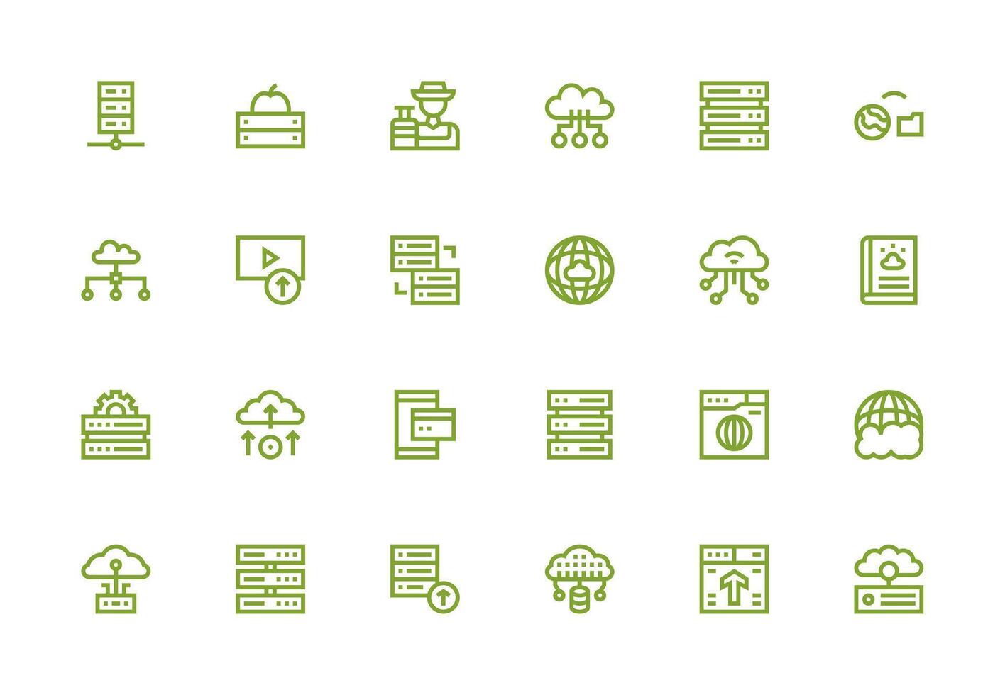 Hosting Design Icons featuring 24 in Thick Line Line Style Web and App Icon Pack Collection vector