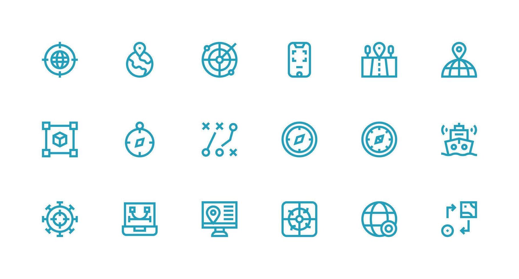 Strong Stroke Line Icons from Positioning Set with 18 Vectors UI Icon Set