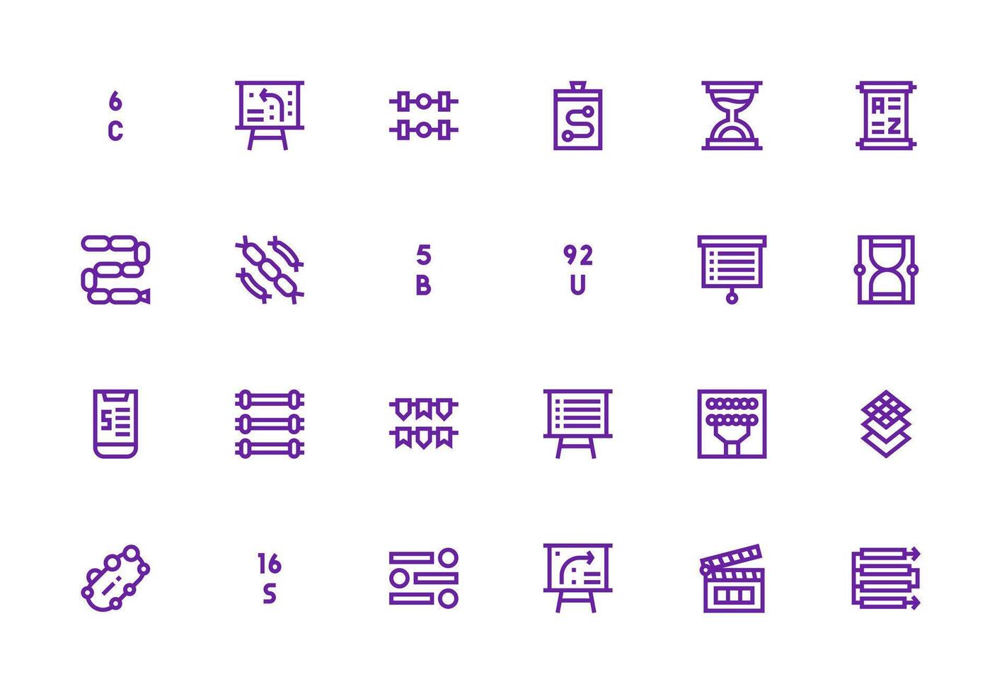 Sequence Design Icons featuring 24 in Thick Line Line Style Flexible Icon System for Web Interfaces vector