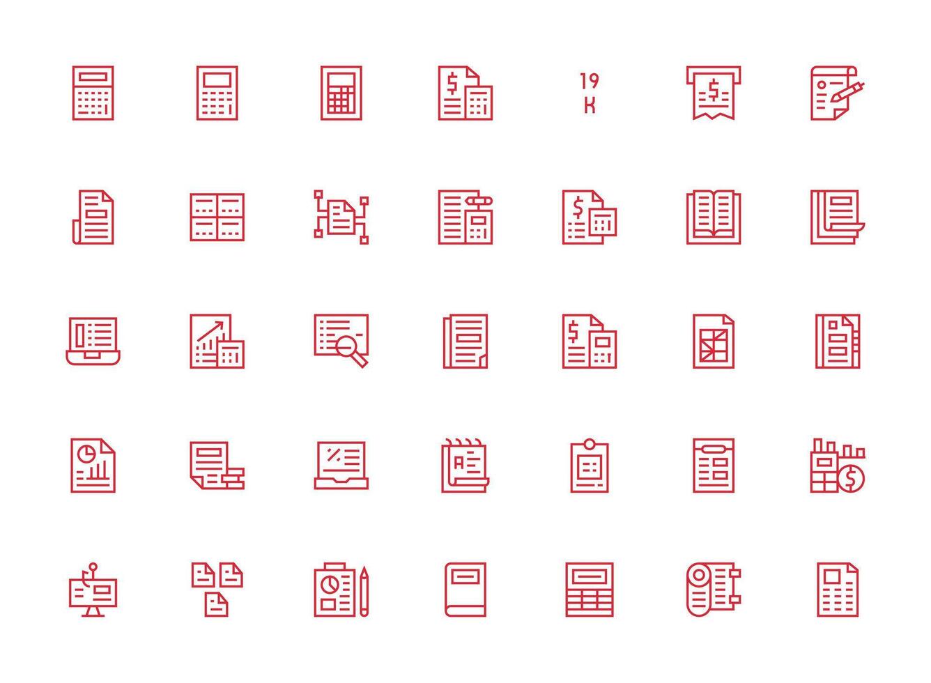 Spreadsheet Icon Collection with 35 Regular Clean Line Designs Interface Icon Collection for Daily Projects vector