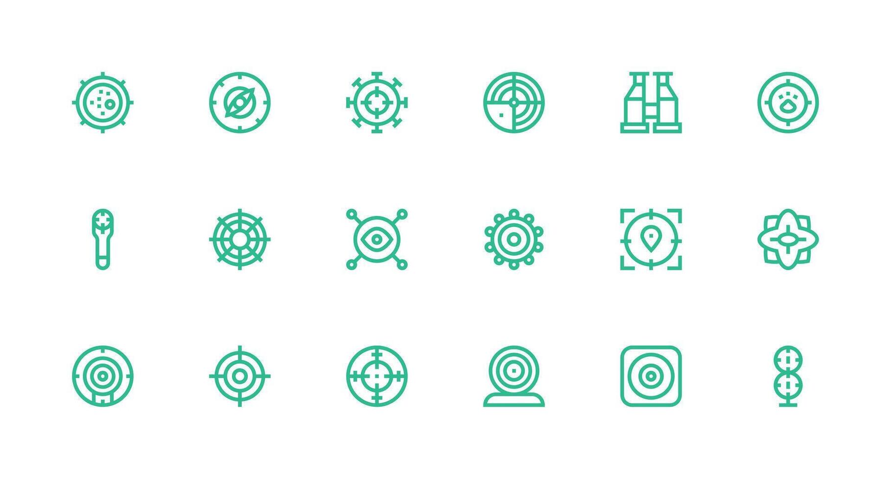18 Icons for Scope in Strong Stroke Line Format Complete Icon Bundle for Web Design vector