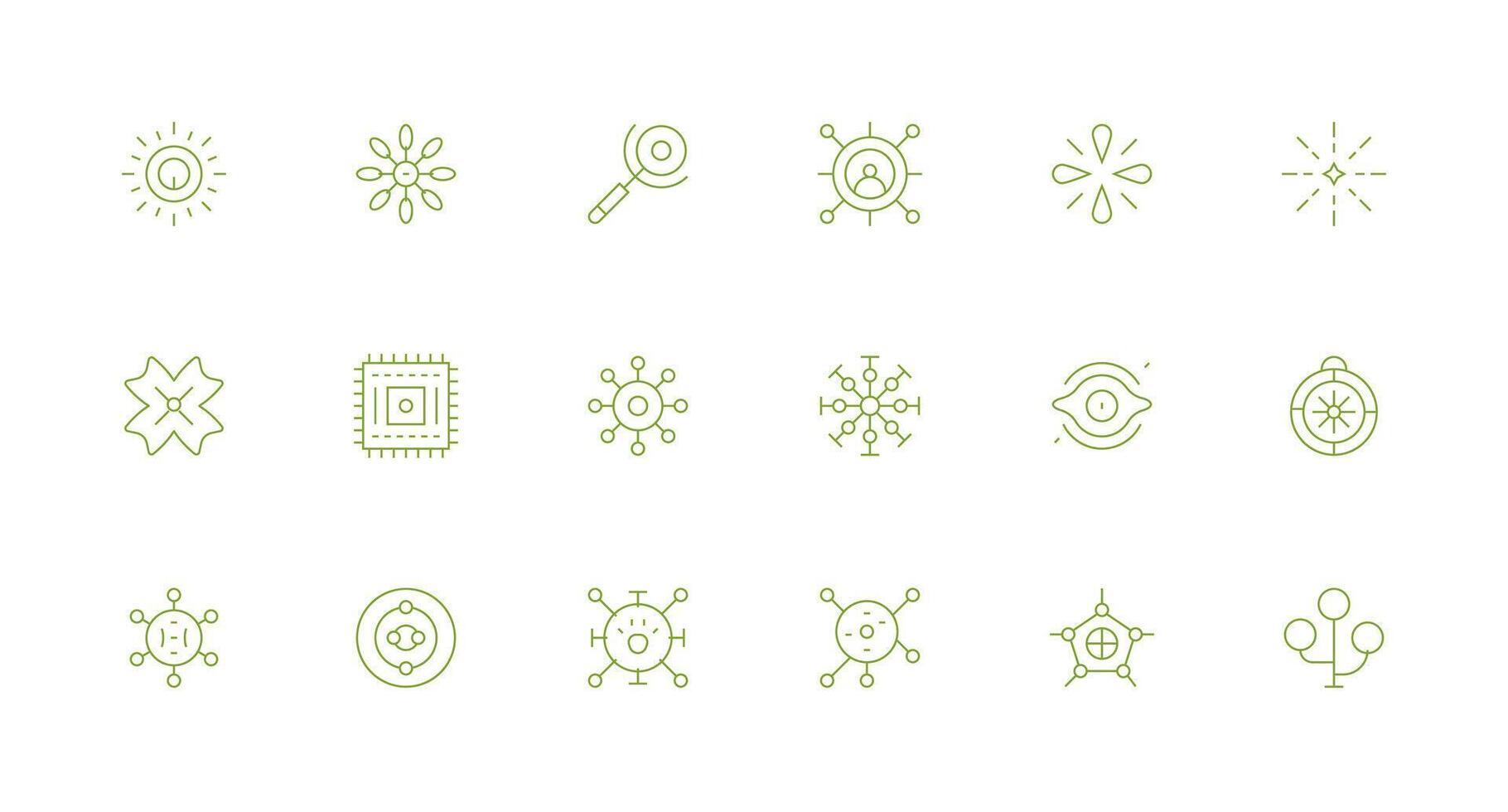 central conjunto con 18 mínimo línea íconos escalable íconos para multiplataforma interfaces vector