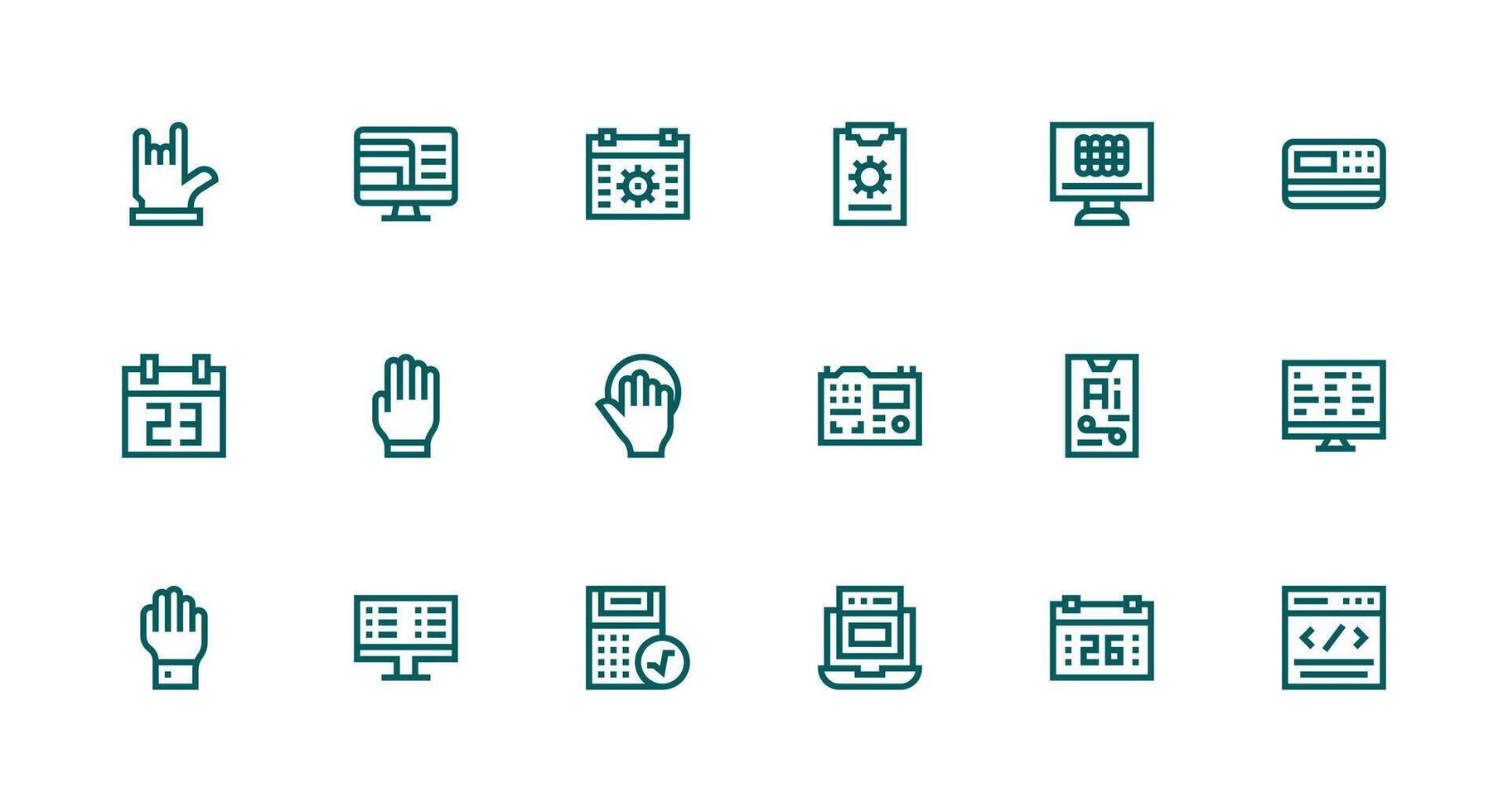 18 Strong Stroke Line Style Icons from Program Collection All-Purpose Icon Design Pack vector