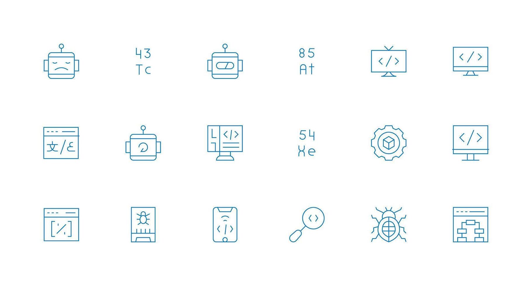 Programming including 18 Minimal Line Illustrations Fully Editable Icon Set for Web vector