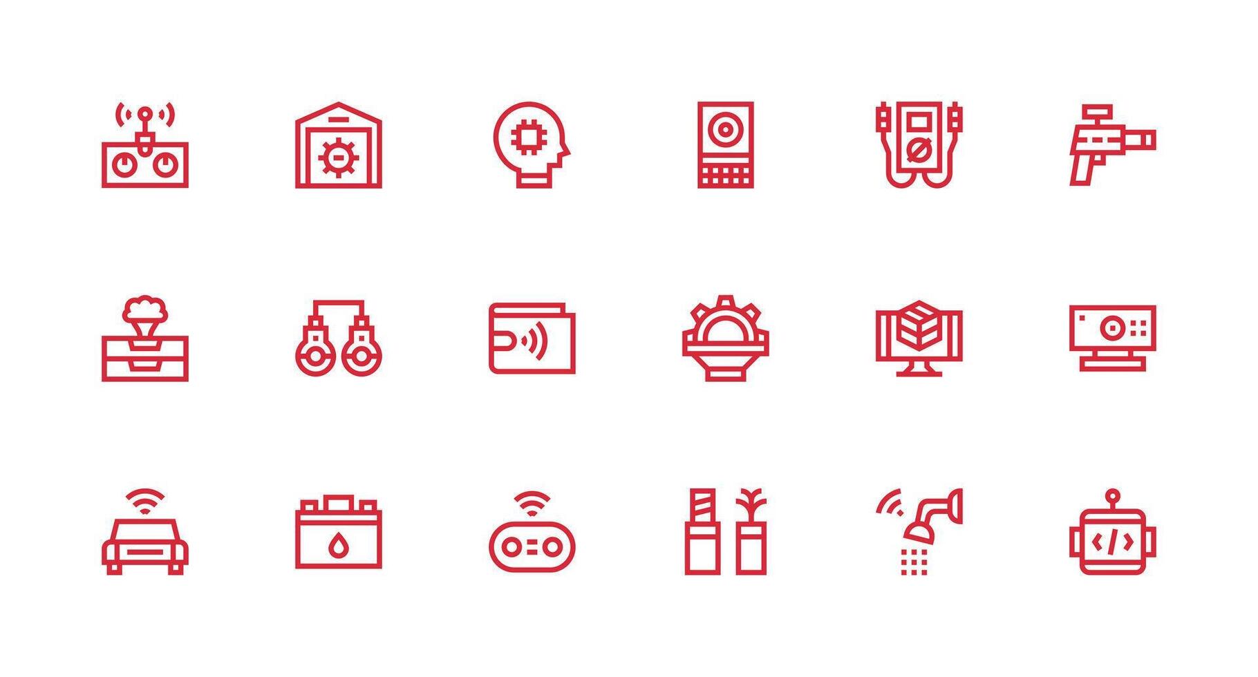 18 Icons for Tech in Strong Stroke Line Format User Interface Icons for Digital Products vector