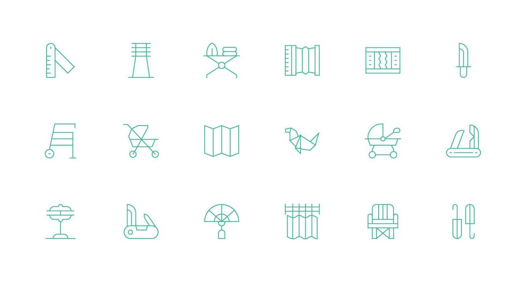 Folding Visual Pack containing 18 Minimal Line Icons Reusable Icon Set vector