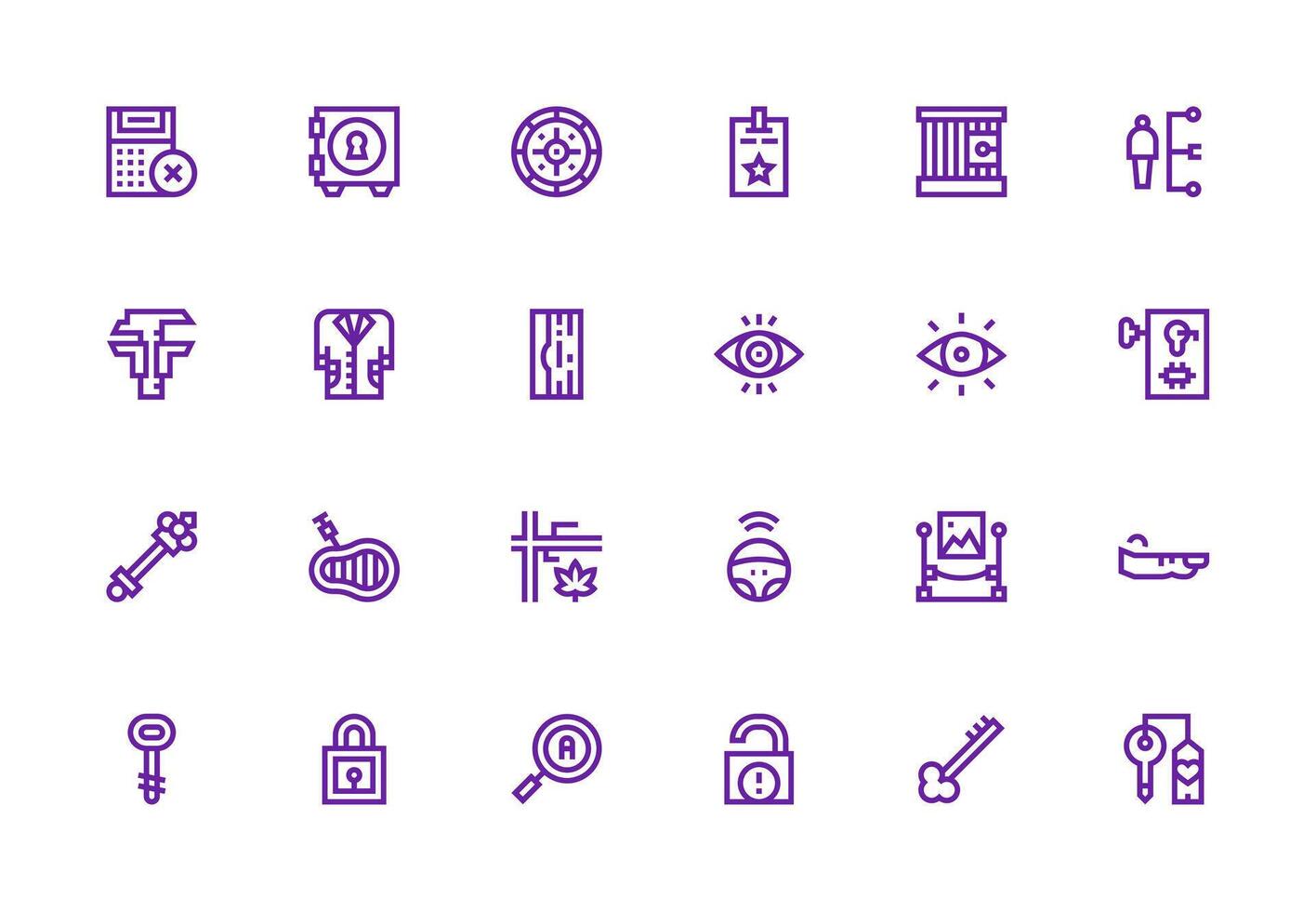 Key Visual Pack containing 24 Thick Line Line Icons Clean Set for Layout Prototypes vector