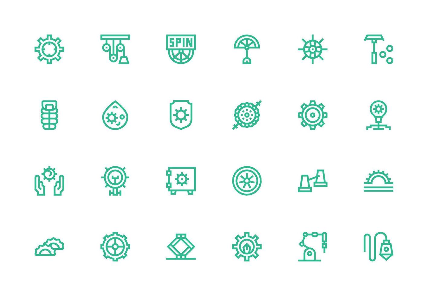 24 Icons for Mechanism in Thick Line Line Format High-Resolution Icons for Any Platform vector