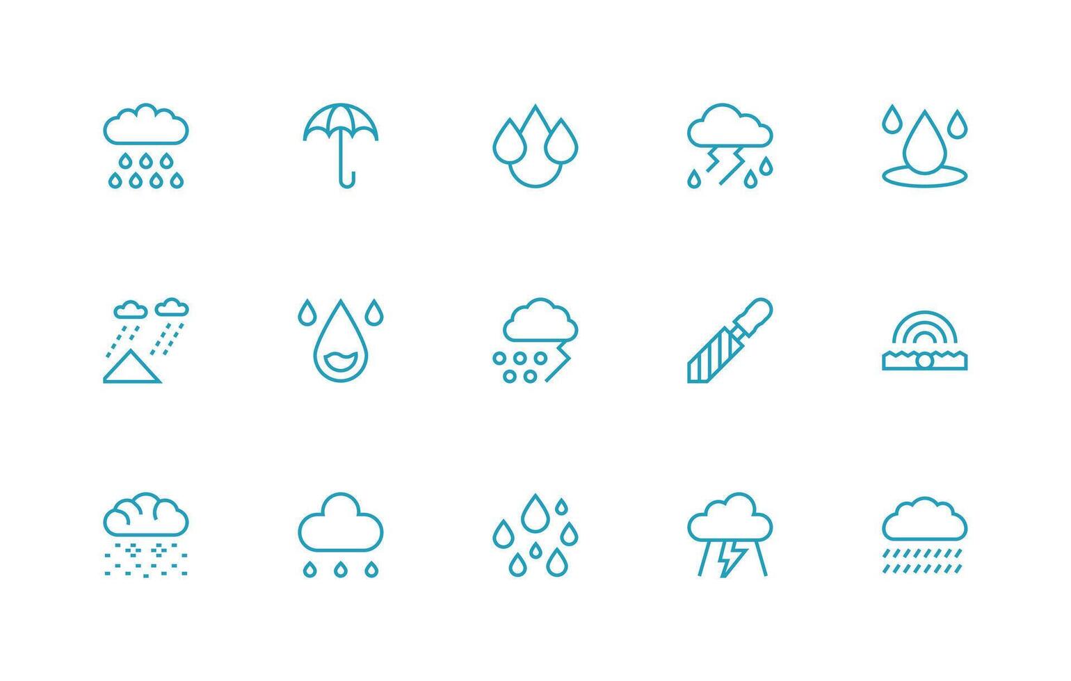 15 Regular Line Style Icons from Storm Collection Multi-Purpose Icon Pack for Templates vector