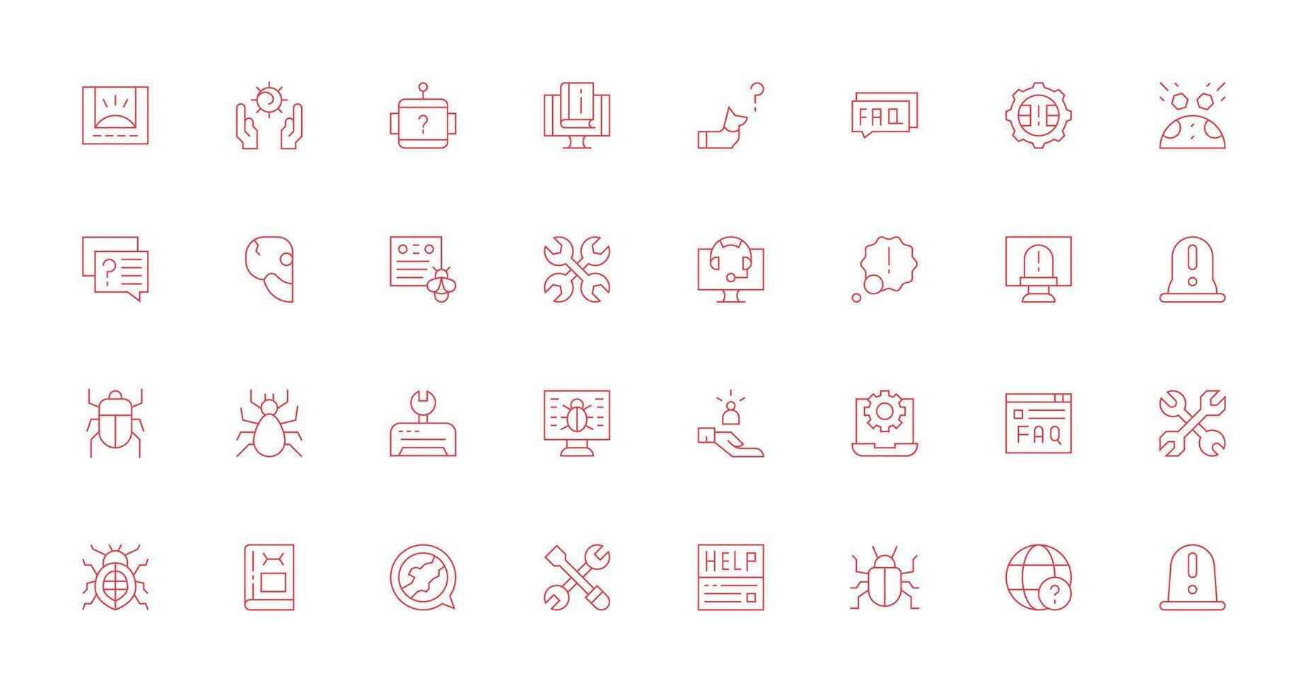 Troubleshooting Set with 32 Thin Line Icons Compact Icon Pack vector