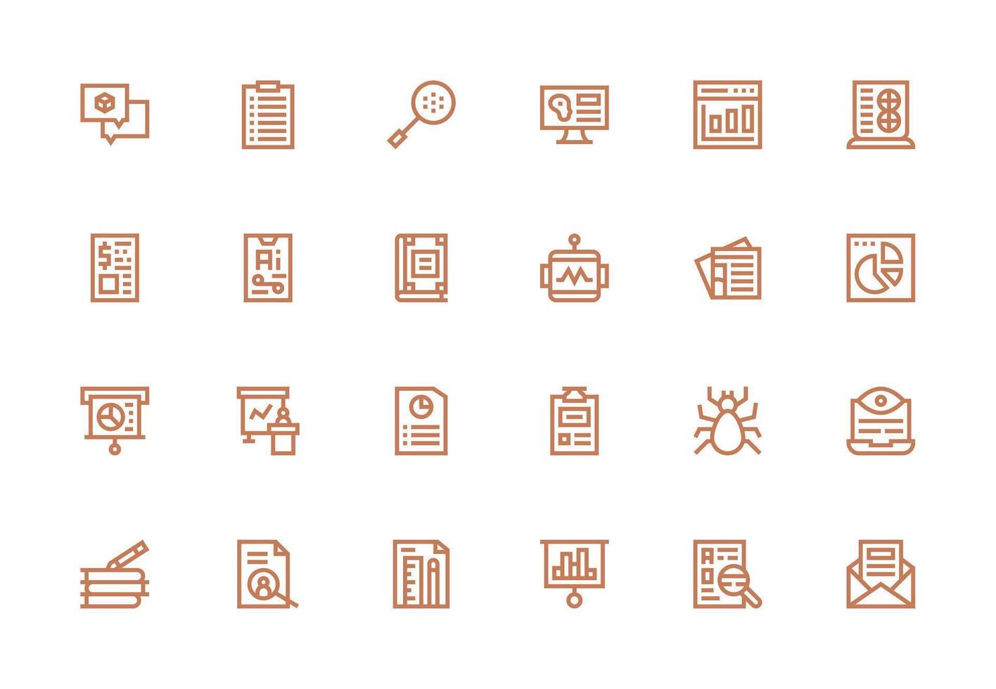Thick Line Line Style Report Icons with 24 Vectors Responsive Icon Set for Flexible Layouts