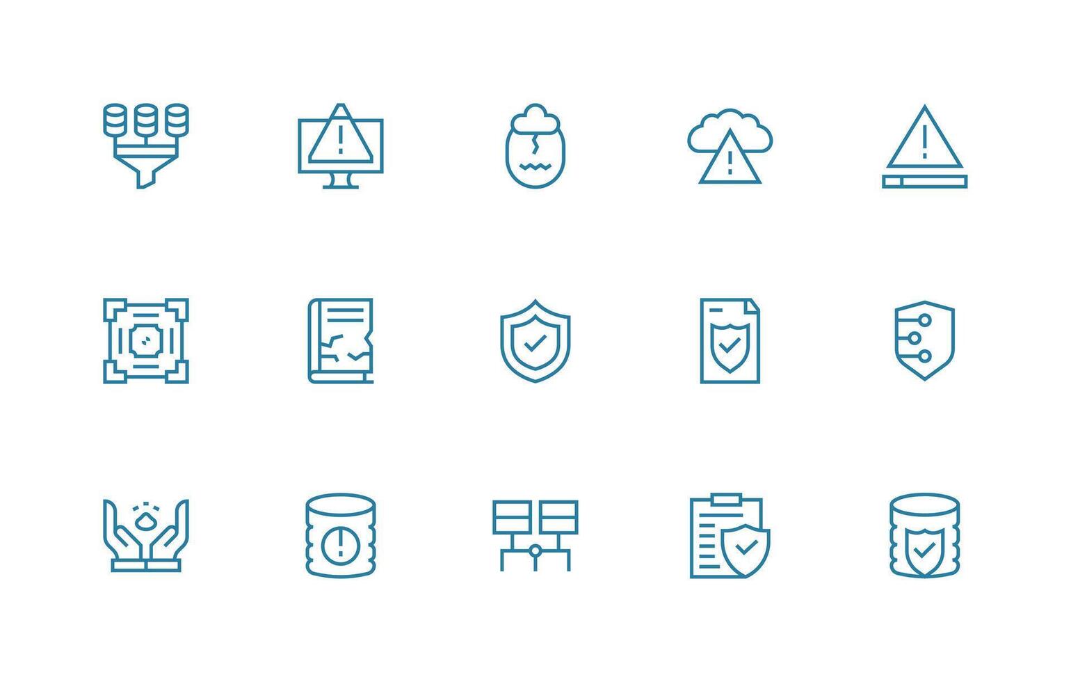 Data Integrity featuring 15 Icons in Regular Line Design Simple Icons for Interface and Wireframes vector