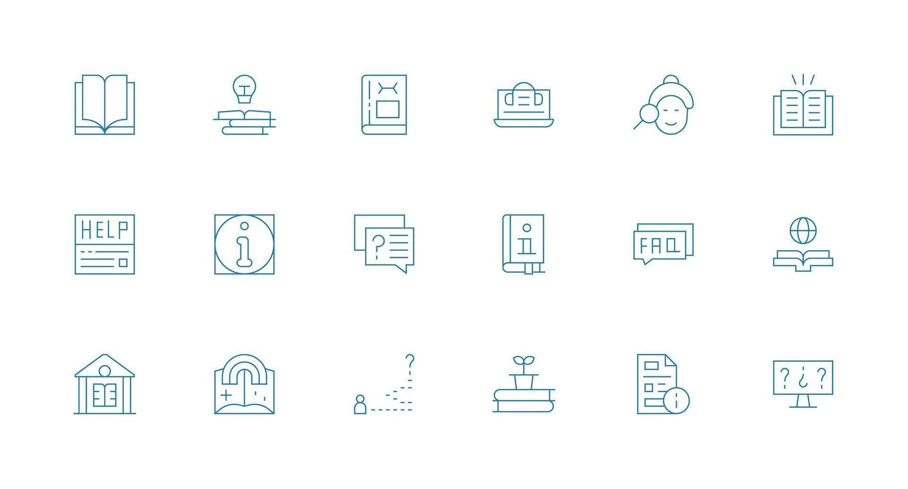 conocimiento base diseño íconos presentando 18 en mínimo línea estilo sencillo íconos para interfaz y wireframes vector