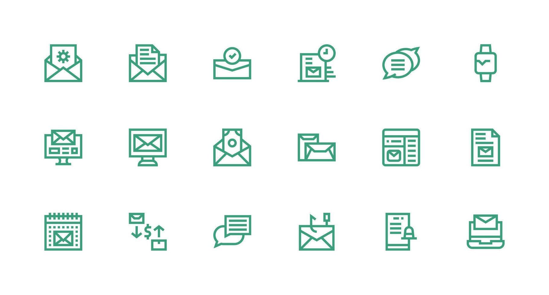 18 Icons for EMail in Strong Stroke Line Format Clean Icon Set Icon Pack for UI Projects vector