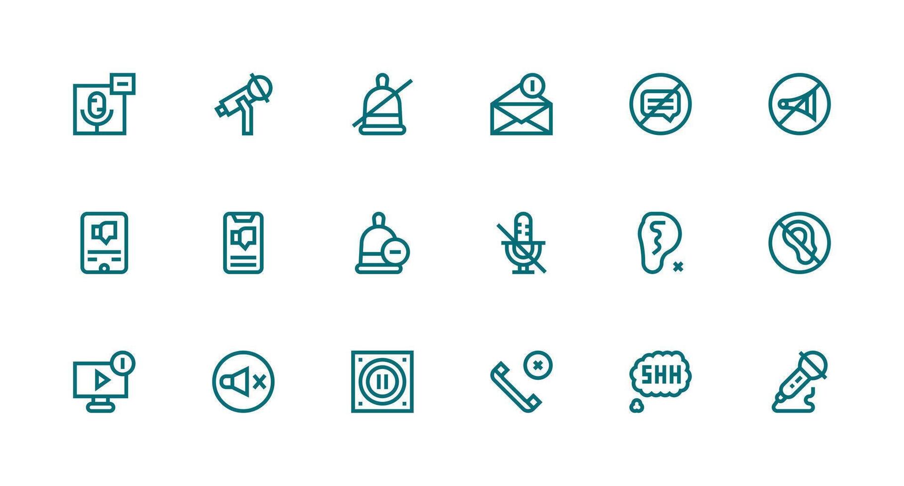 Mute Icon Collection with 18 Strong Stroke Line Designs Scalable Icons for Cross-Platform Interfaces vector