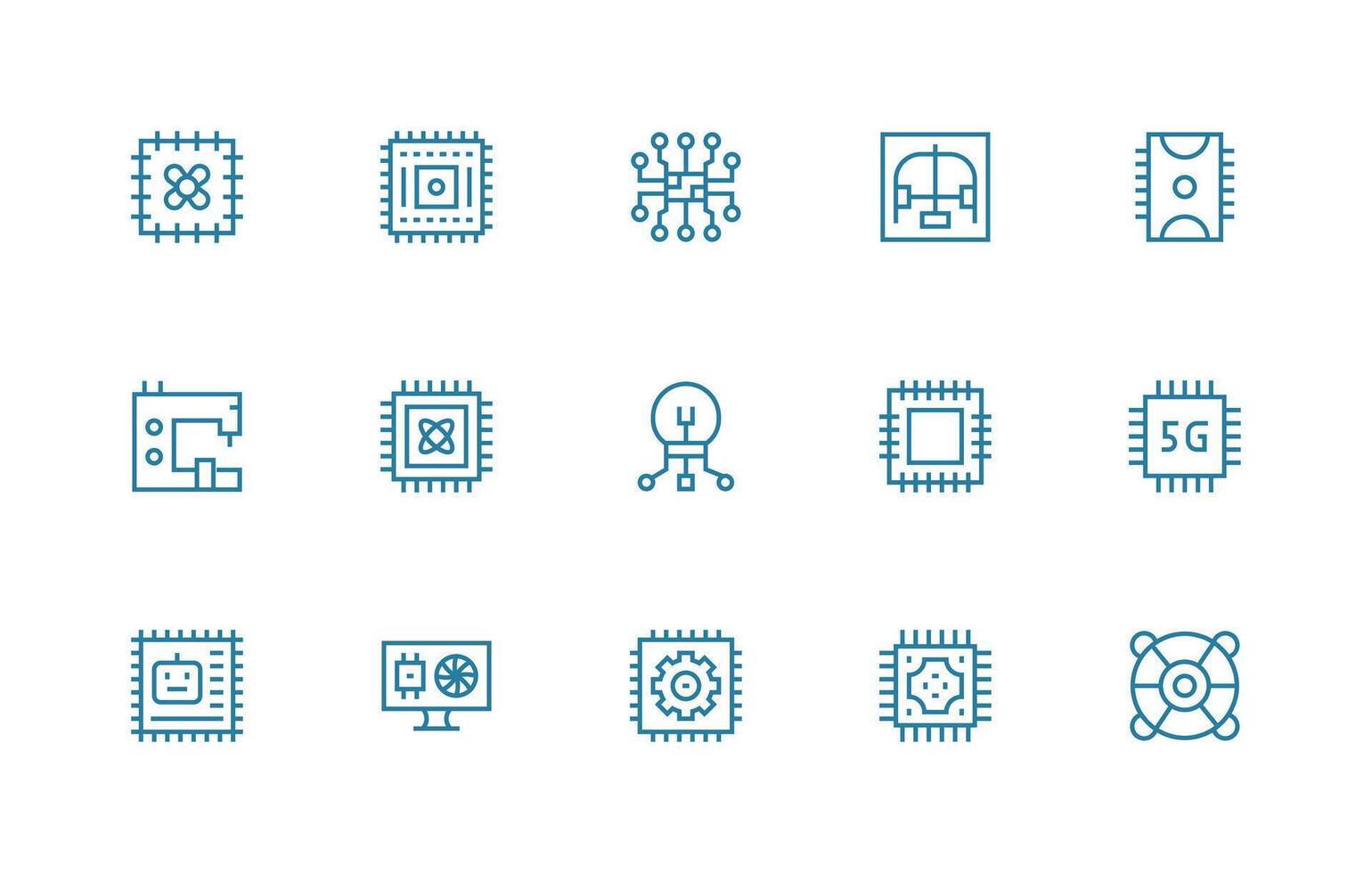 15 Regular Line Vectors for Processor Theme Interface Icons for Daily Use