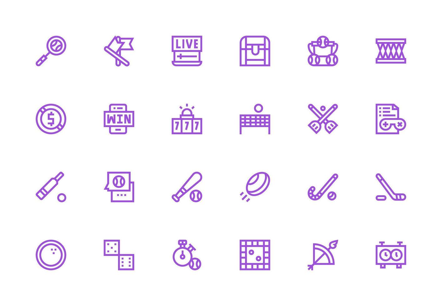 Thick Line Line Style Game Icons with 24 Vectors Sharp Icons for Presentations