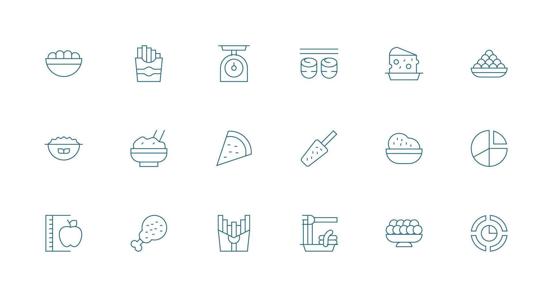 18 Minimal Line Style Icons from Portion Collection Simplified Icon Pack for Visual Tools vector