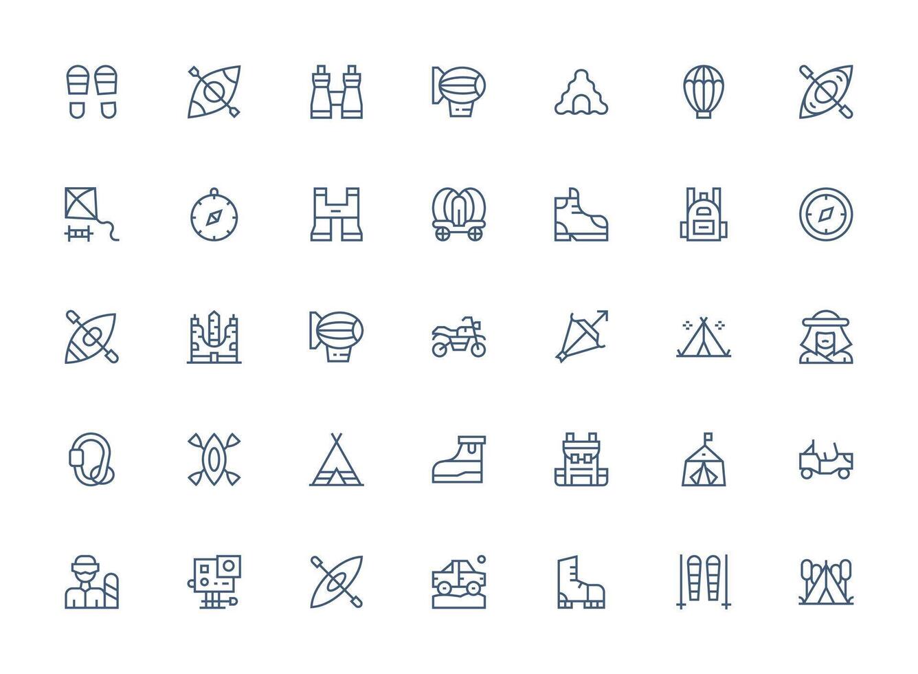 35 Icons for Adventure in Regular Clean Line Format Clean Icon Set Icon Pack for UI Projects vector