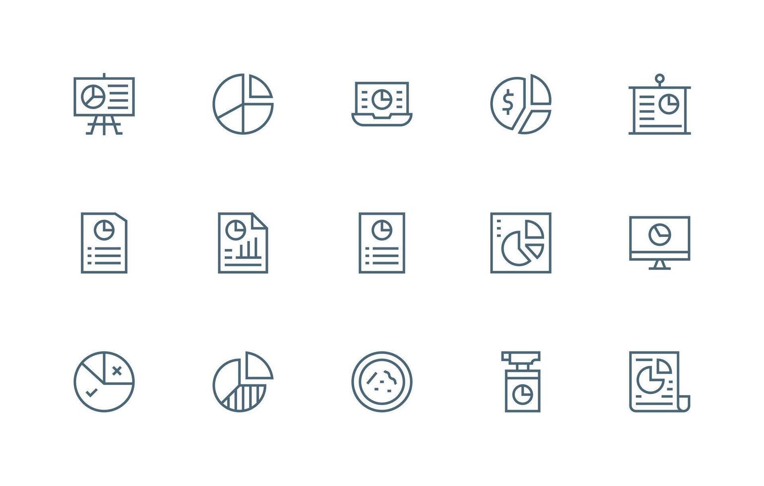 15 Regular Line Designs for Pie Chart Icons Theme-Based Icon Pack vector