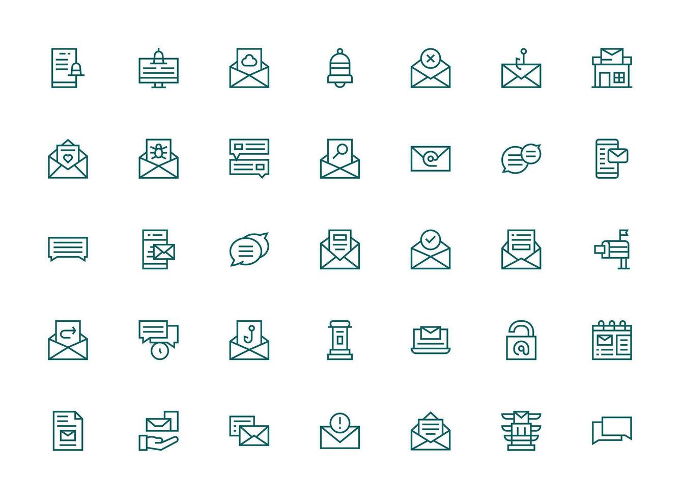 35 Icons for Email in Regular Clean Line Format Smart Icon Collection vector