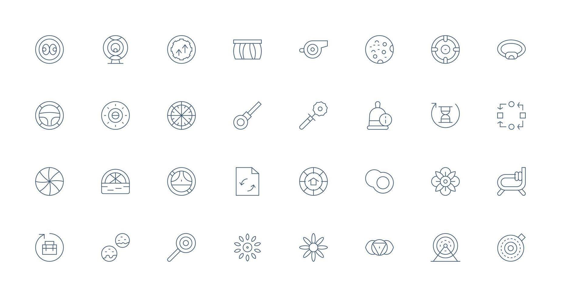 Circular Design Icons featuring 32 in Thin Line Style Well-Structured Icons for Creative Use vector