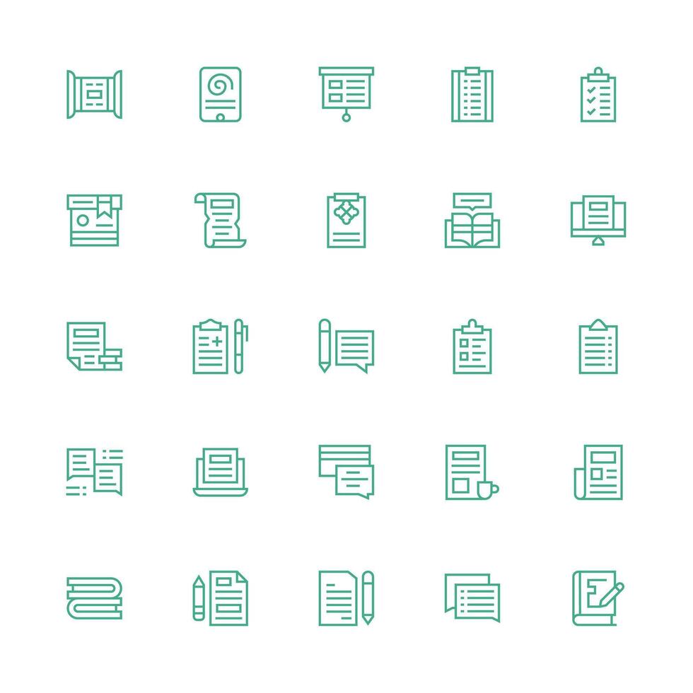 Medium Stroke Outline Style Notes Icons with 25 Vectors Web Icon Collection