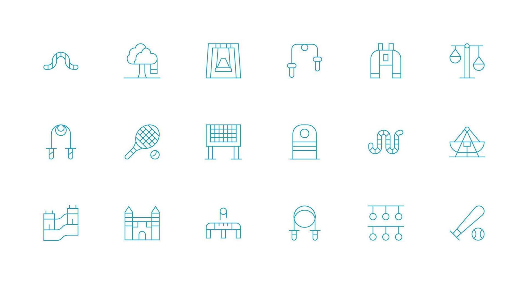Minimal Line Style Playground Icons with 18 Vectors Display Icon Pack