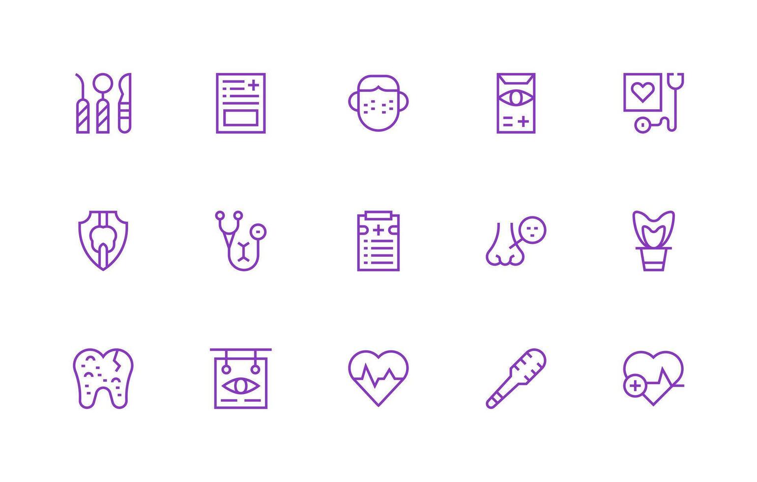 Checkup Icon Collection with 15 Regular Line Designs Versatile Icon Collection for Designers vector
