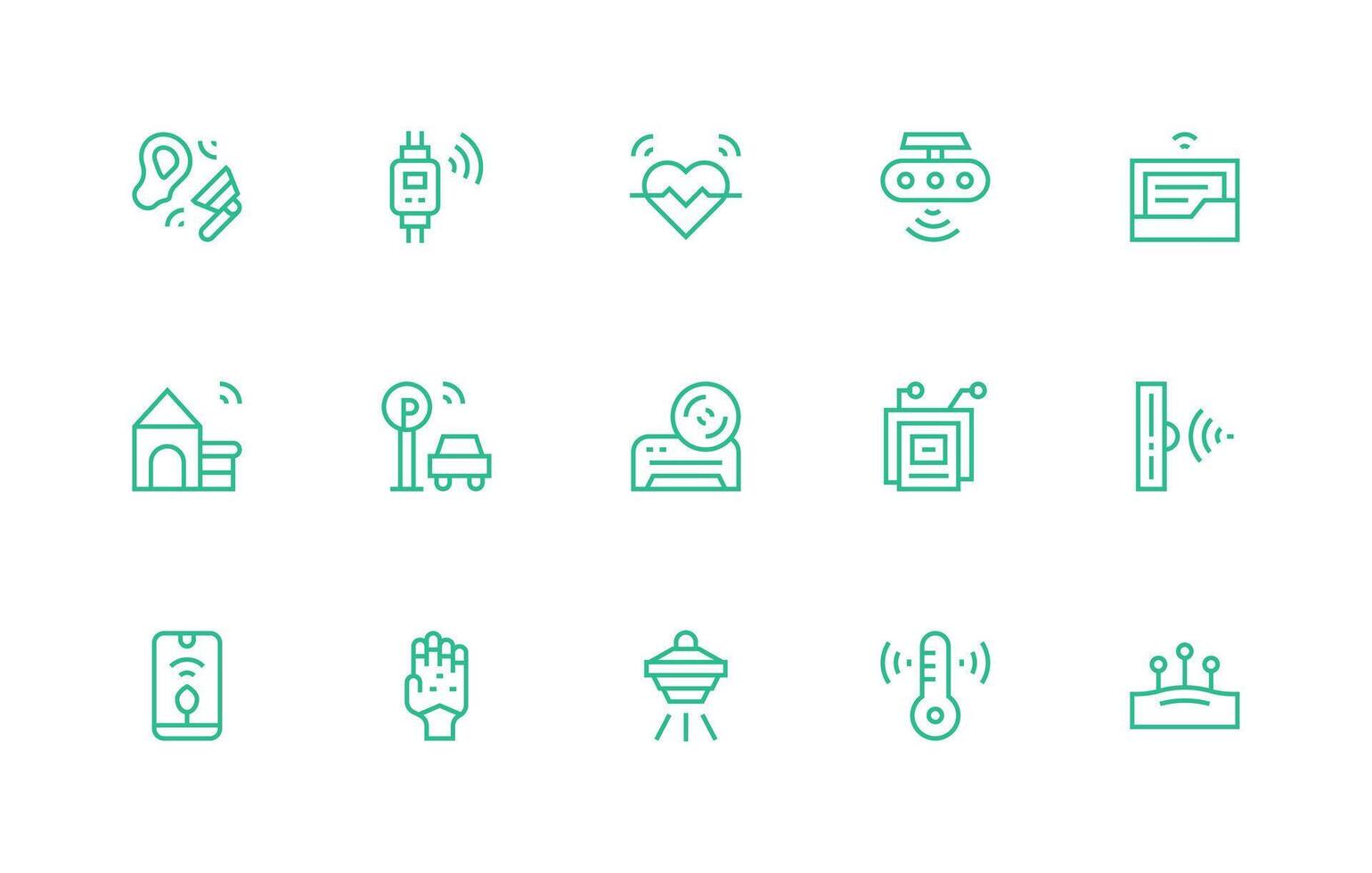 15 regular línea íconos para sensor gráficos ordenado icono conjunto vector