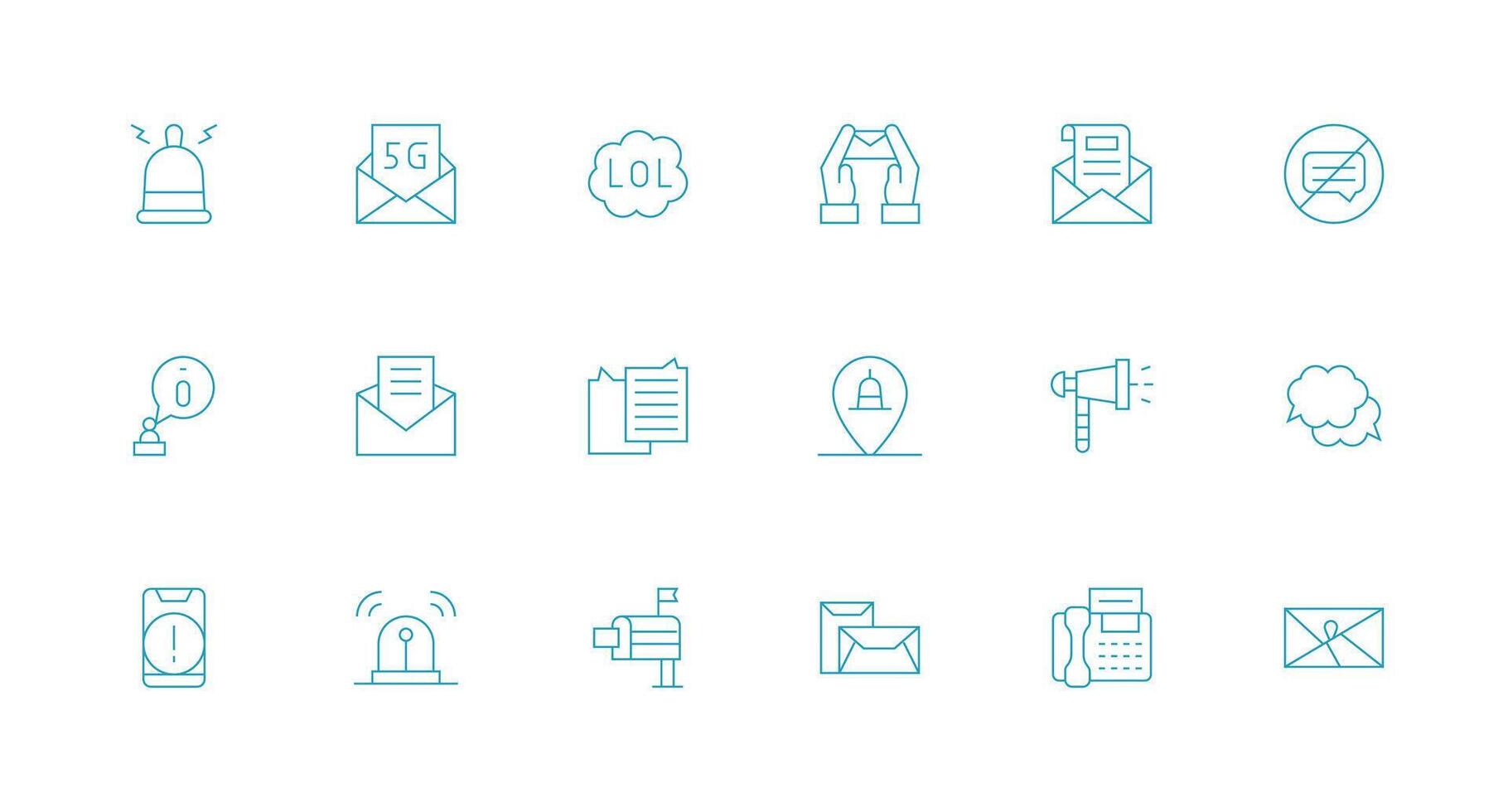 Message featuring 18 Icons in Minimal Line Design Creative Icon Set vector
