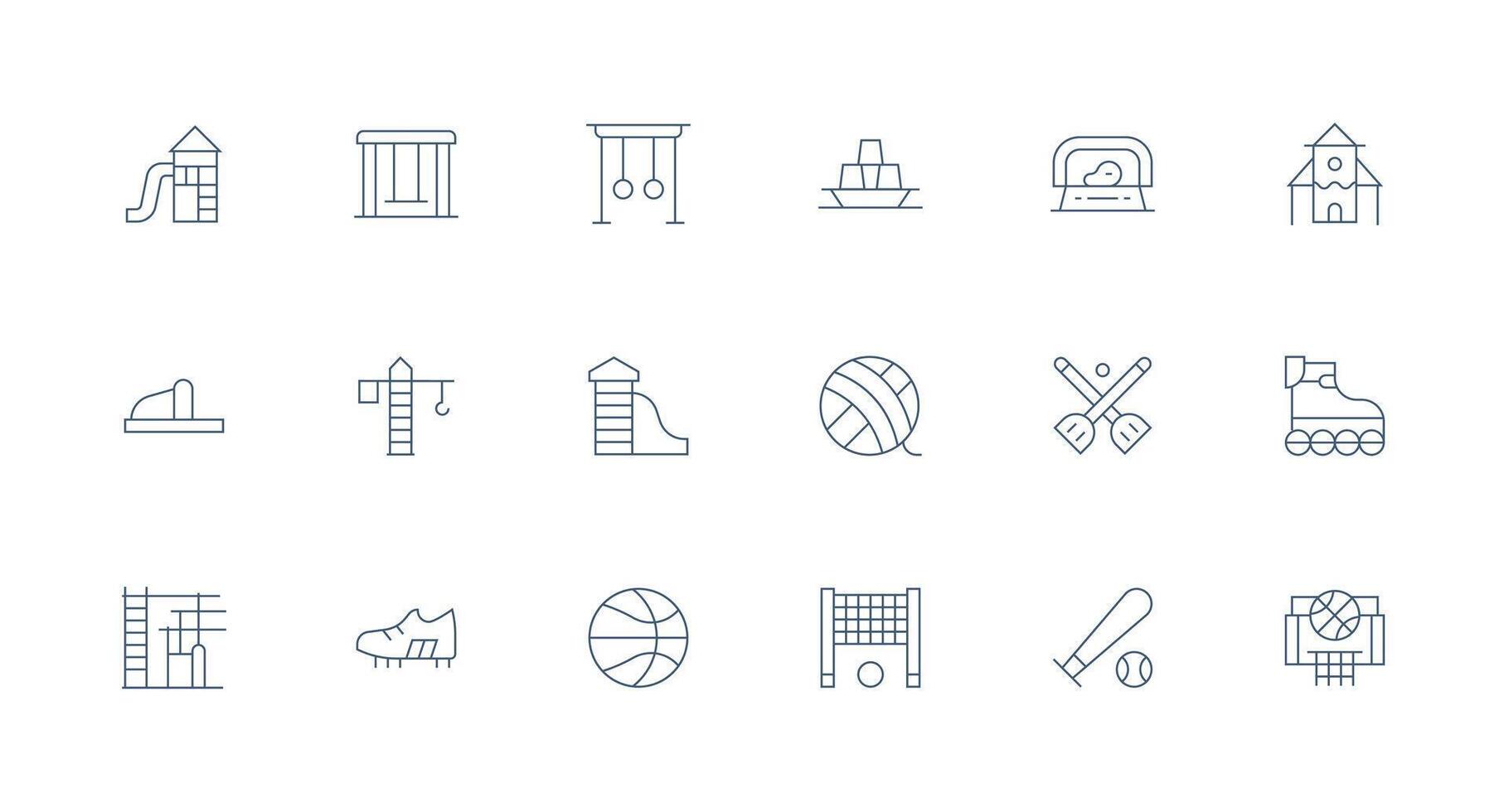 18 Playground Icons in Minimal Line Aesthetic Interface Icons for Daily Use vector