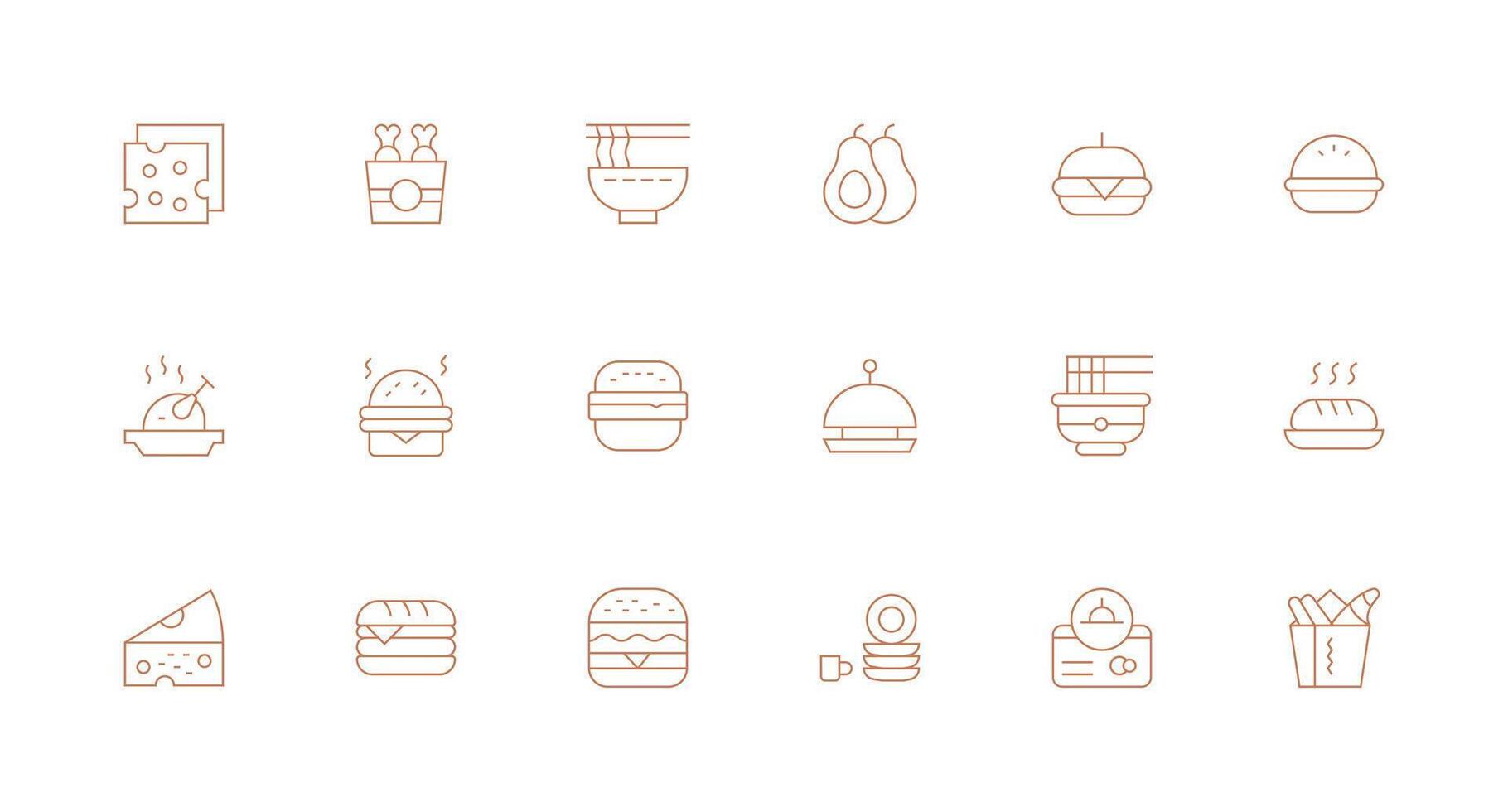 Dinner Design Icons featuring 18 in Minimal Line Style Lightweight Icon Series for Fast Prototypes vector